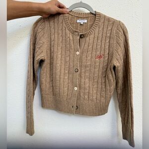 Petite Studio Tan Cable Knit Cardigan